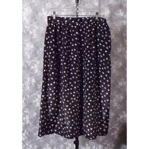 Vintage 80s Skirt 1980s Black & White Polka Dots Midi Retro Corpcore Size Large